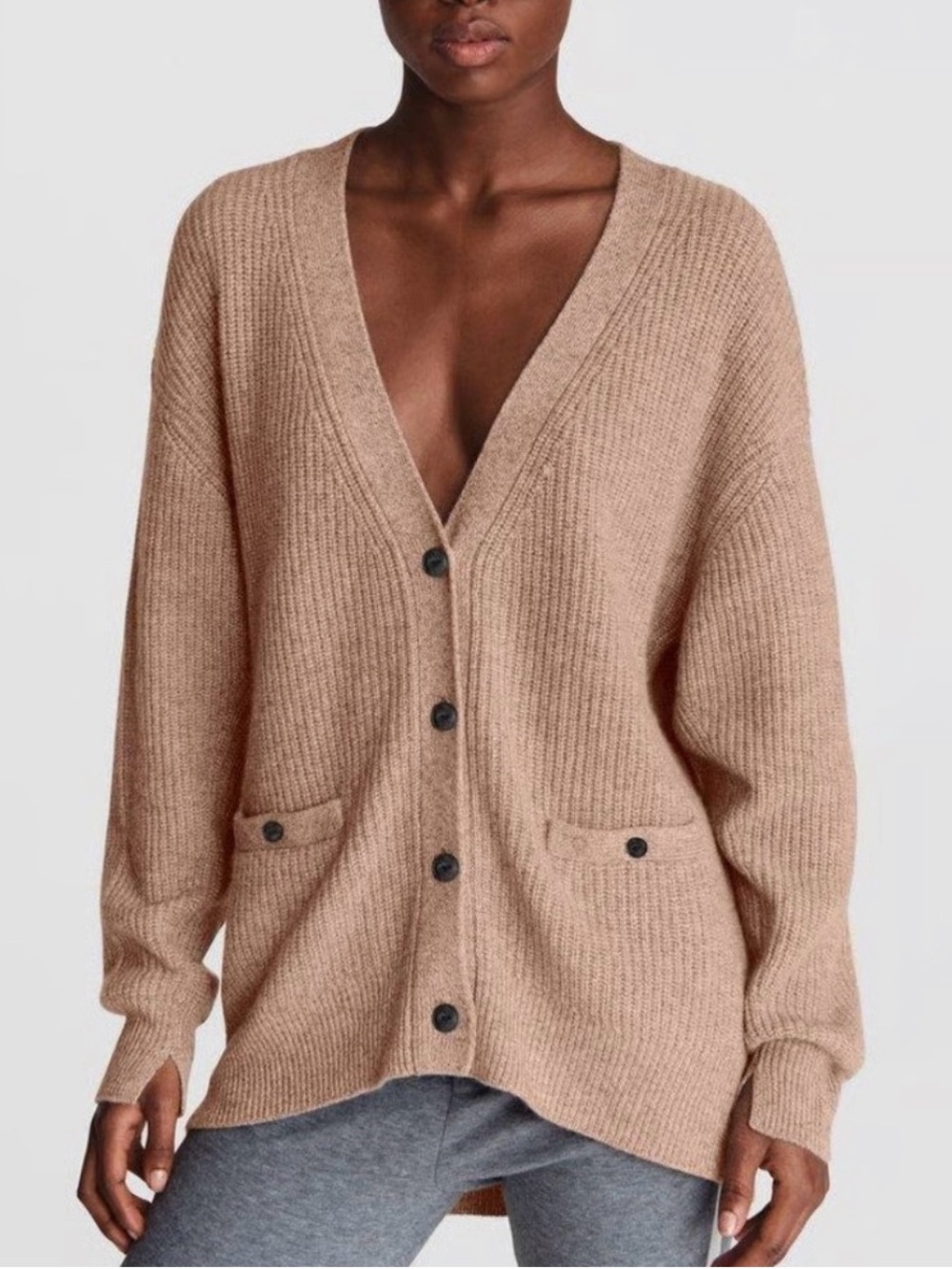 rag & bone Ribbed V-Neck Button Cardigan